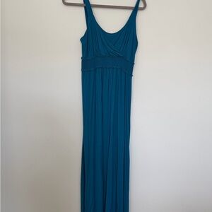 Chic Teal Sleeveless Nursing Maxi Dress